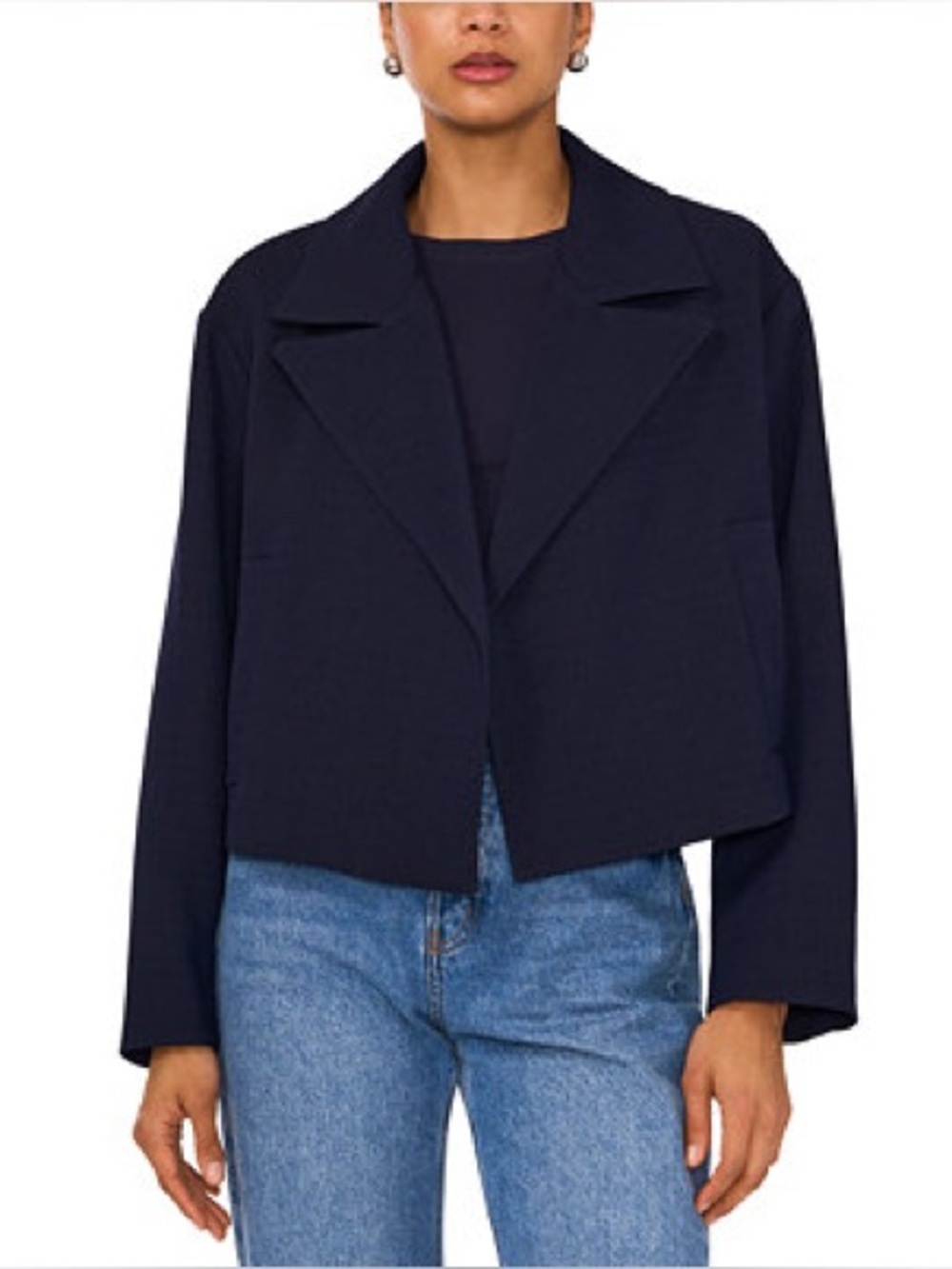 1. state Oversized crop navy blue nautical classic Notch Lapel blazer Jacket 6